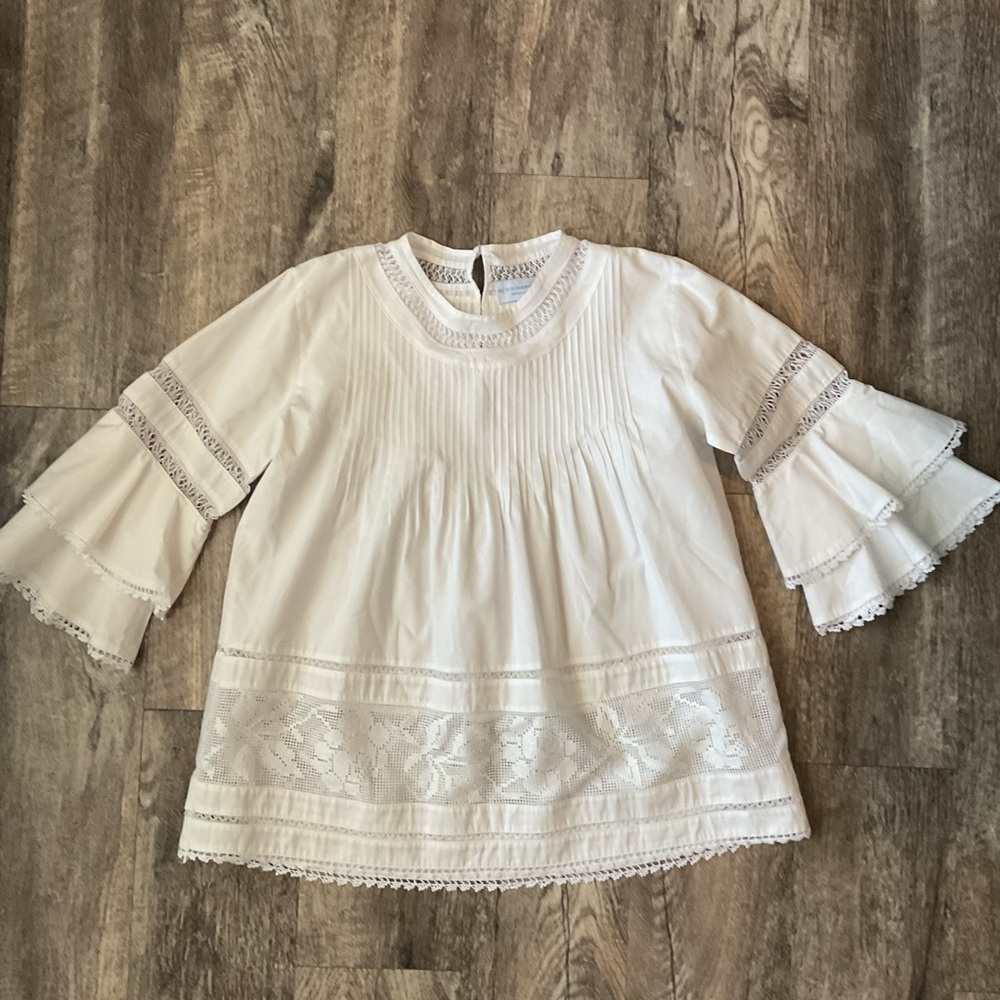 Mi Golondrina
Bateau Neckline Three-Quarter Sleeve Blouse size Med